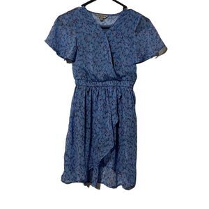 Lucky Brand Blue Floral Hi Low Faux Wrap Romper Size Small